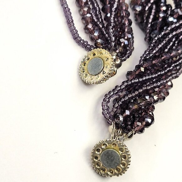 Multi Strand Braided Necklace Glass Bead Braided Necklace Beaded Twist Necklace - Picture 5 of 10